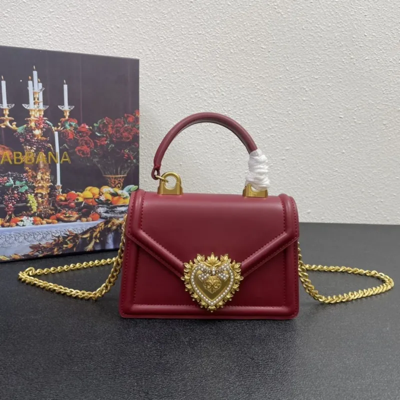 D&G Maroon Leather Top Handle Crossbody Bag 328