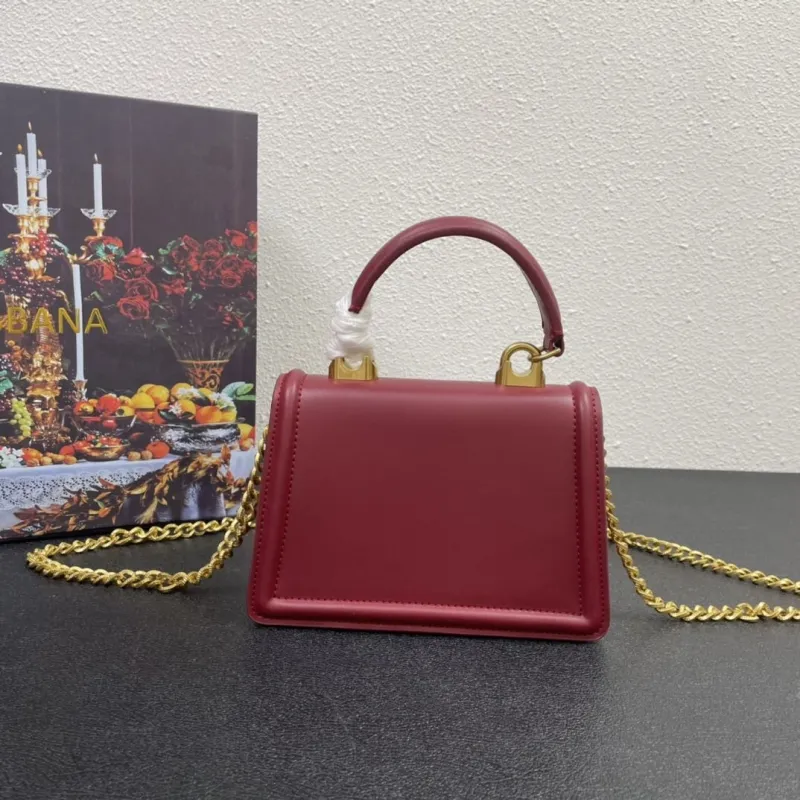 D&G Maroon Leather Top Handle Crossbody Bag 328 - Image 3