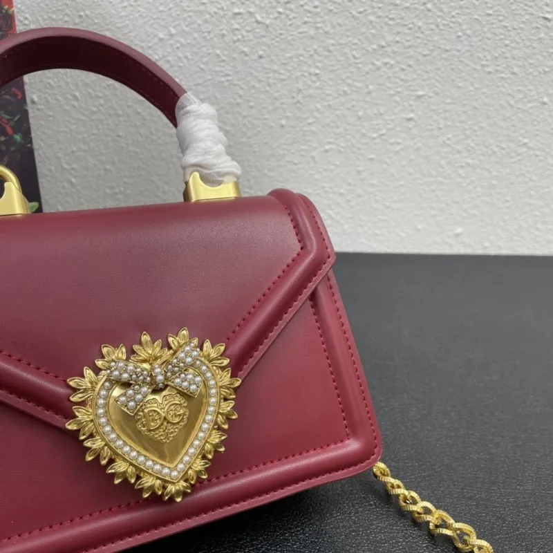 D&G Maroon Leather Top Handle Crossbody Bag 328 - Image 4