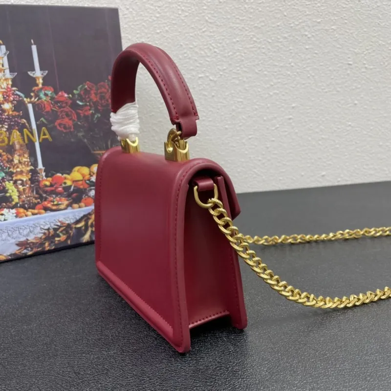 D&G Maroon Leather Top Handle Crossbody Bag 328 - Image 5