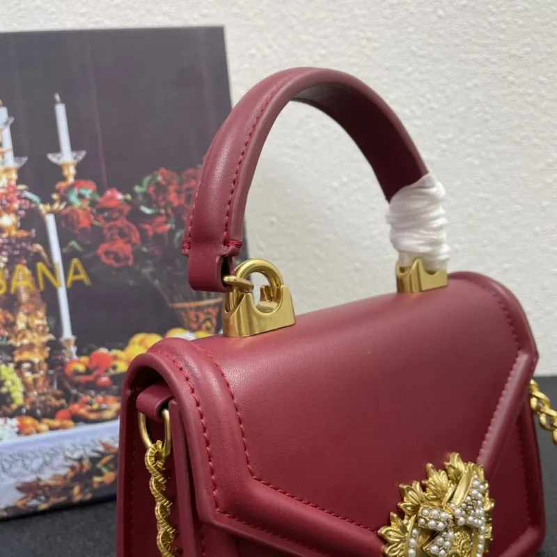 D&G Maroon Leather Top Handle Crossbody Bag 328 - Image 6
