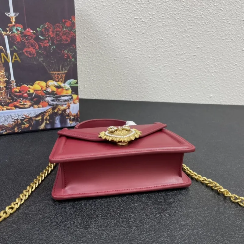 D&G Maroon Leather Top Handle Crossbody Bag 328 - Image 7