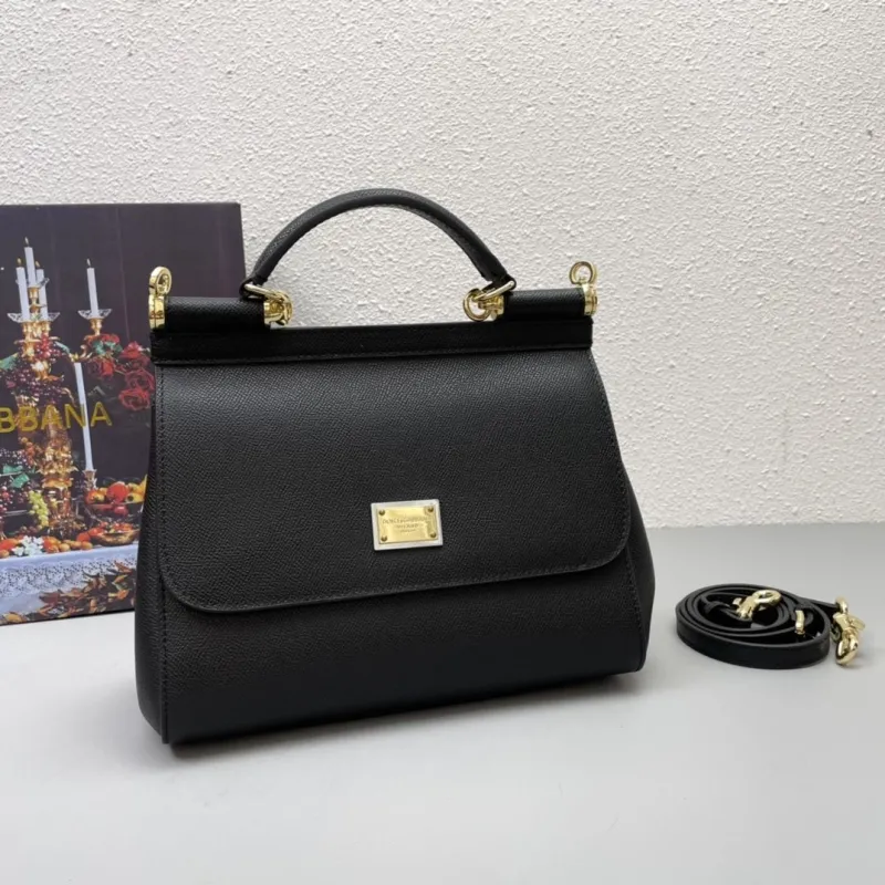 Dolce Gabbana Black Leather Handbag 332 - Image 3