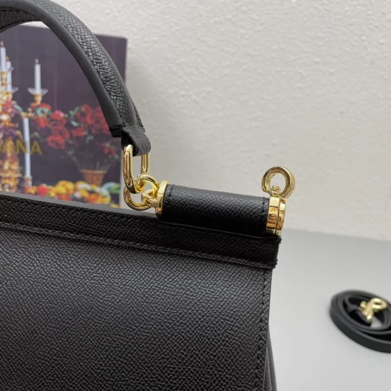 Dolce Gabbana Black Leather Handbag 332 - Image 5