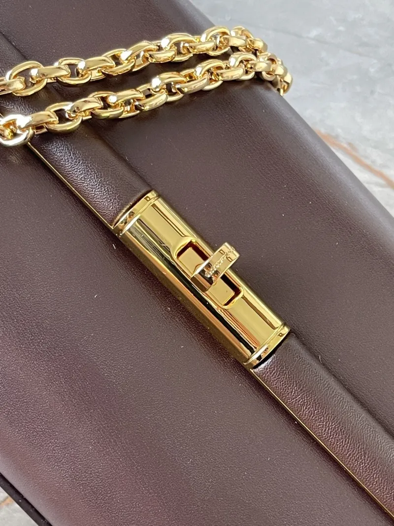 Dolce & Gabbana Brown Leather Chain Satchel Bag 18-10-7CM - Image 5