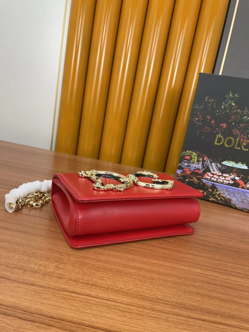 Dolce & Gabbana Red DG Logo Chain Satchel Bag - Image 5