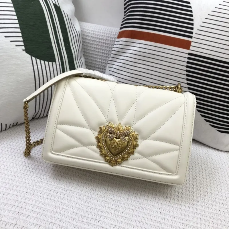 D&G White Quilted Leather Satchel Bag 38