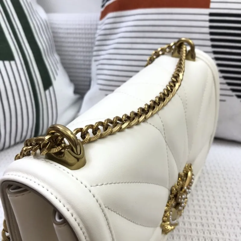 D&G White Quilted Leather Satchel Bag 38 - Image 5