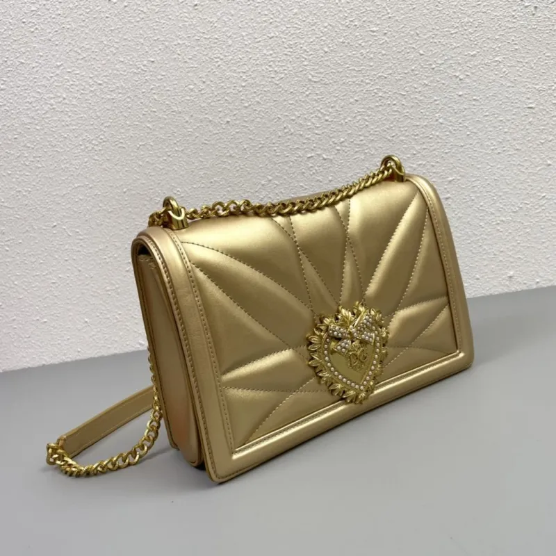 D&G Gold Quilted Chain Satchel Bag - Image 3
