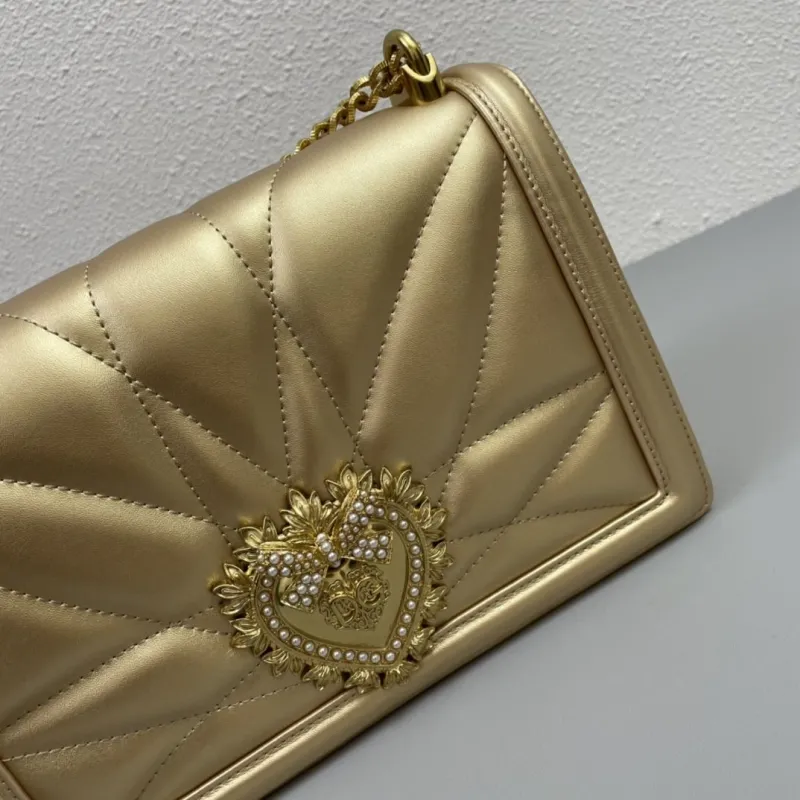 D&G Gold Quilted Chain Satchel Bag - Image 4