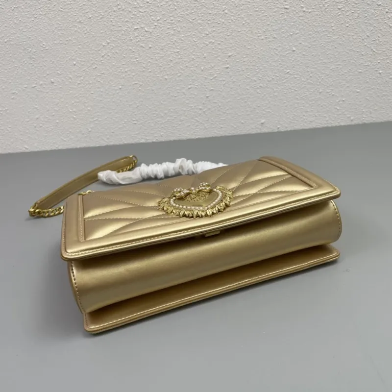 D&G Gold Quilted Chain Satchel Bag - Image 7