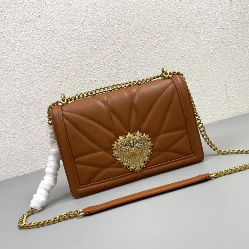 D&G Brown Leather Crossbody Satchel Bag