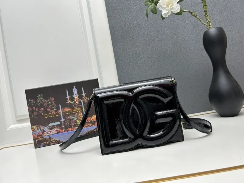 Dolce & Gabbana Black Patent Leather Crossbody Satchel Bag