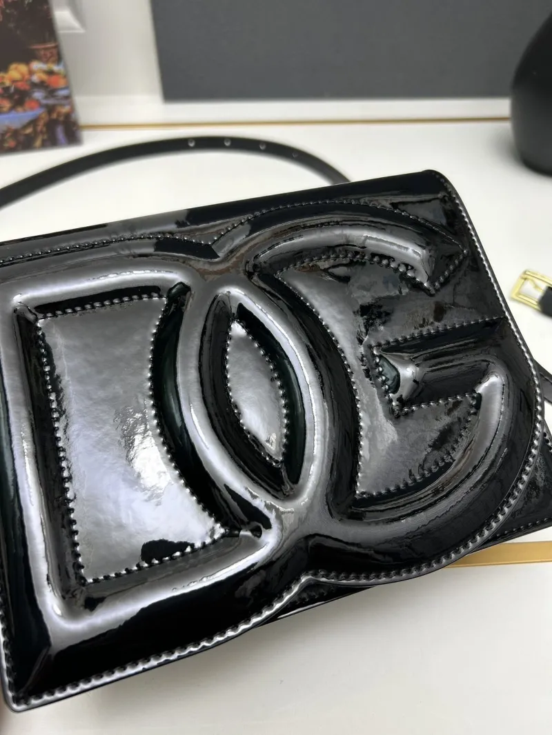Dolce & Gabbana Black Patent Leather Crossbody Satchel Bag - Image 4