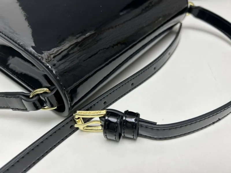 Dolce & Gabbana Black Patent Leather Crossbody Satchel Bag - Image 7