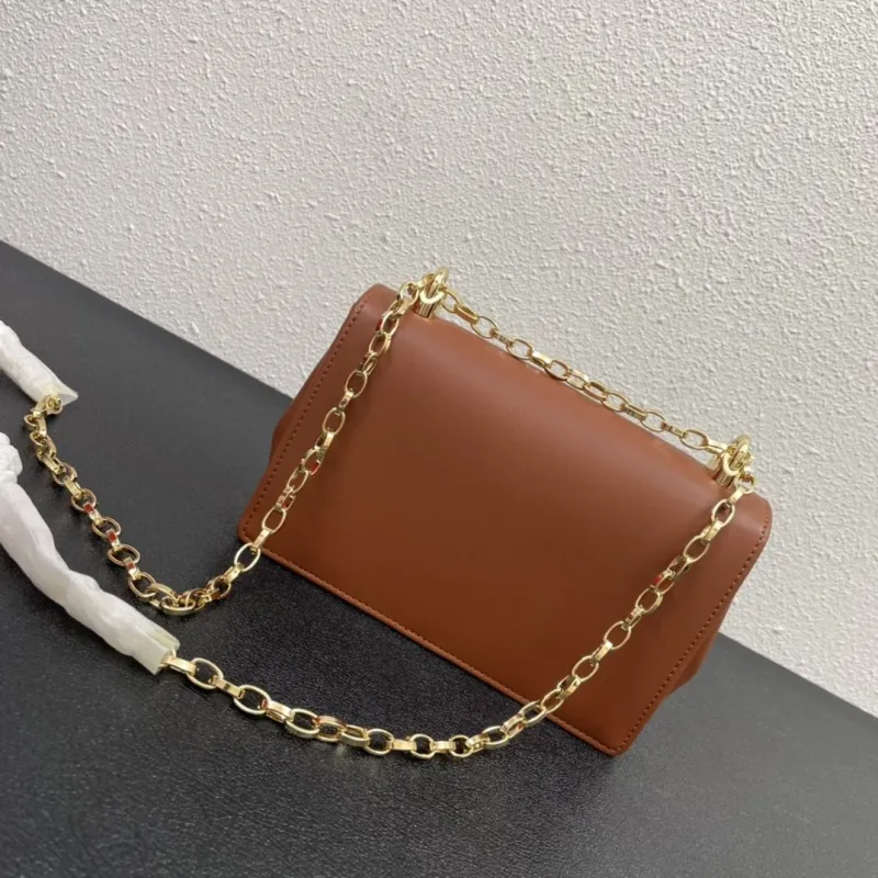 D&G Brown Leather Chain Satchel Bag - Image 3