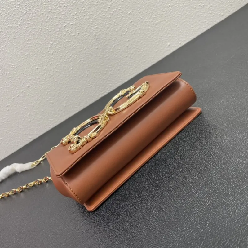 D&G Brown Leather Chain Satchel Bag - Image 7