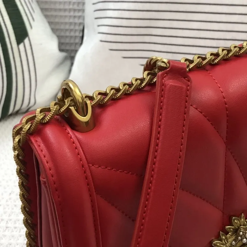 D&G Red Quilted Satchel Bag 73 - Image 5