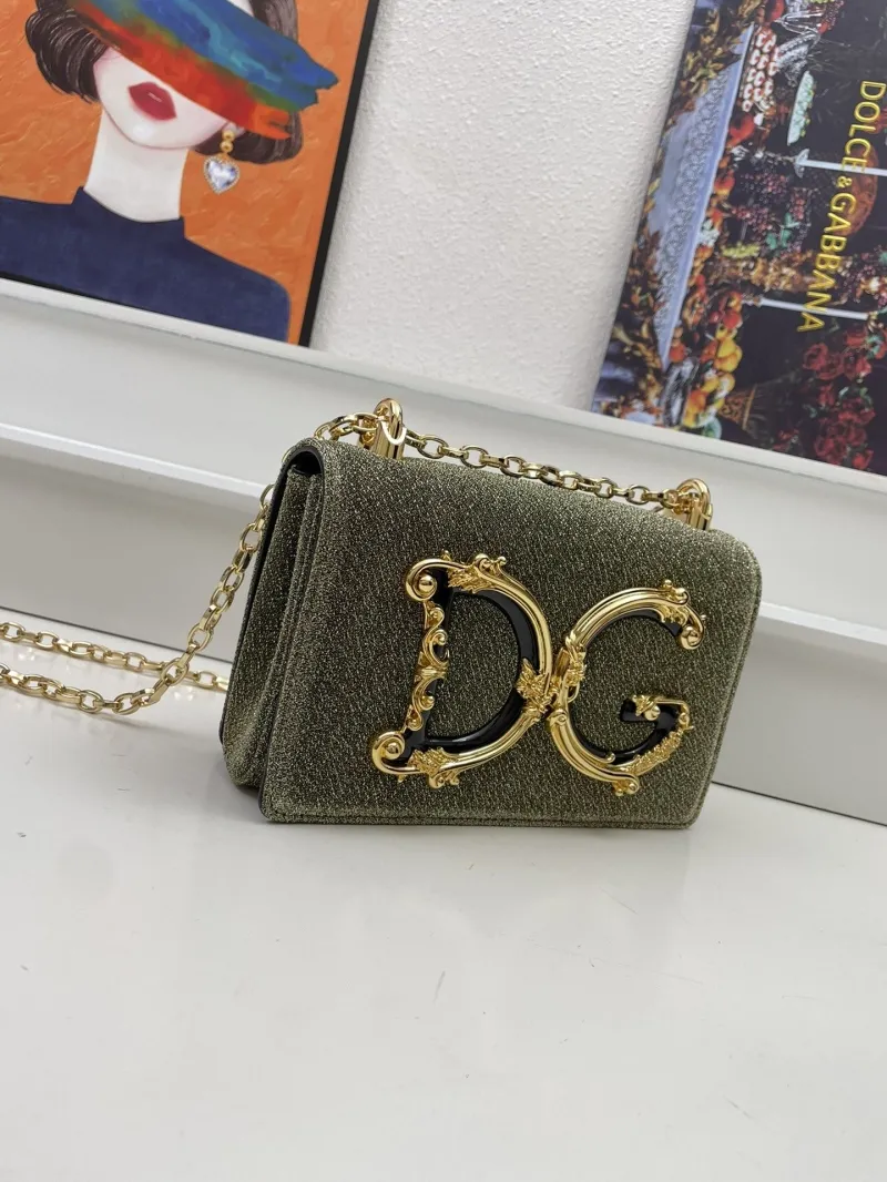 Dolce & Gabbana Glitter Green Chain Satchel Bag 85 - Image 3