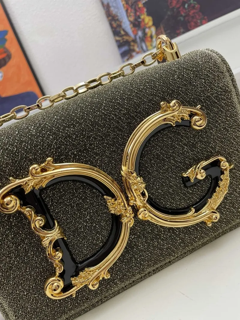 Dolce & Gabbana Glitter Green Chain Satchel Bag 85 - Image 4