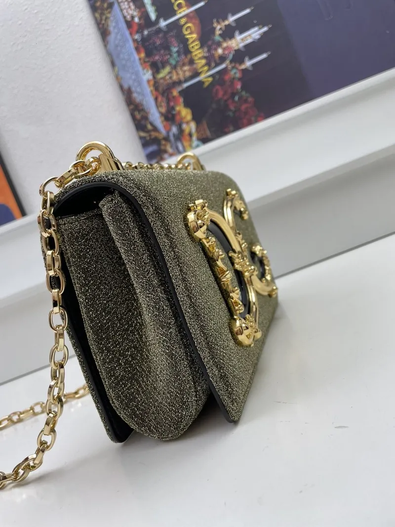 Dolce & Gabbana Glitter Green Chain Satchel Bag 85 - Image 5