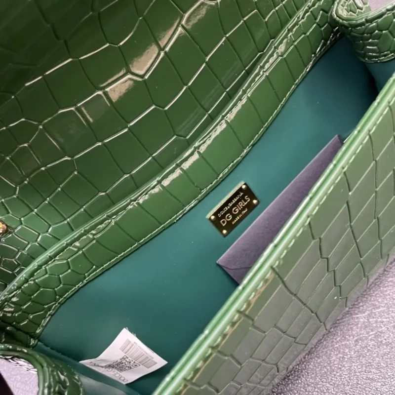 Dolce & Gabbana Green Crocodile Embossed Chain Satchel Bag - Image 9