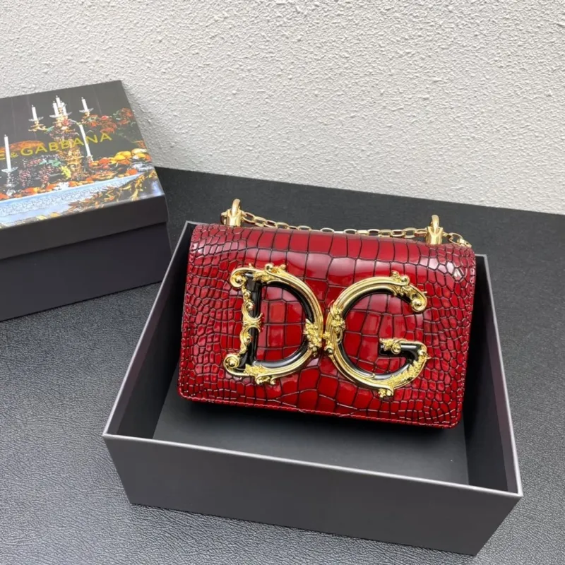Alternative view of Dolce Gabbana Red Crocodile Chain Satchel Bag
