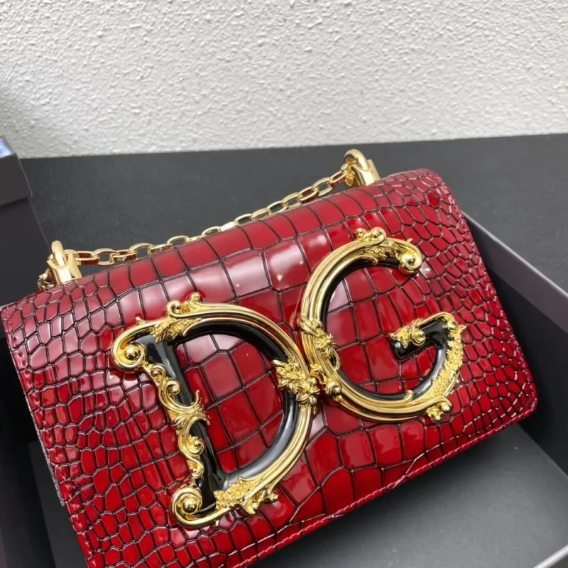 Dolce Gabbana Red Crocodile Chain Satchel Bag - Image 4