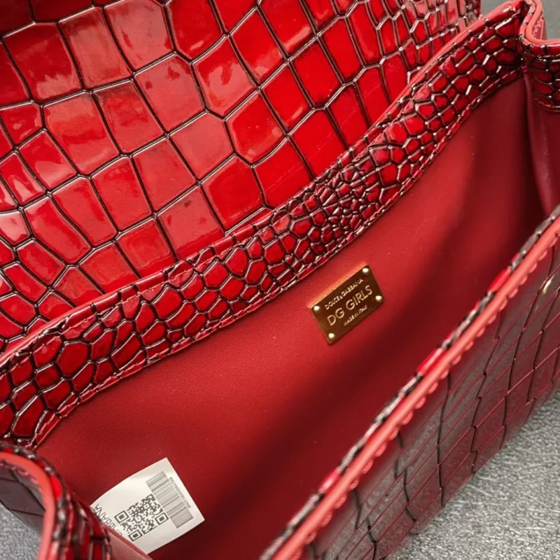 Dolce Gabbana Red Crocodile Chain Satchel Bag - Image 9