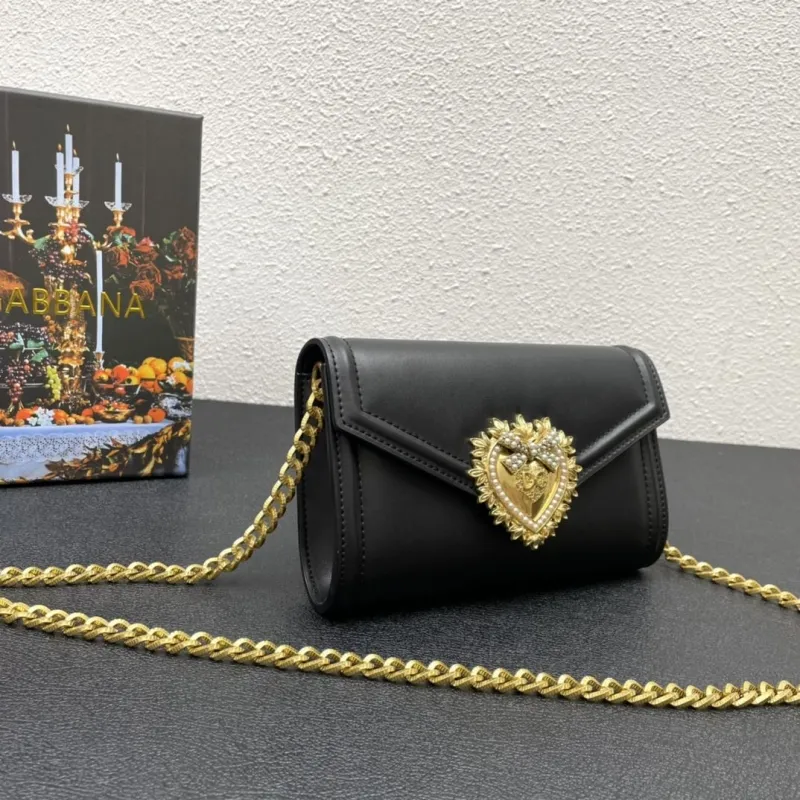 Alternative view of Dolce & Gabbana Black Leather Chain Crossbody Bag