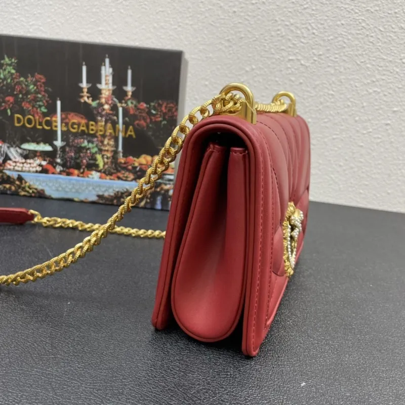 Dolce & Gabbana Red Small 4152 Chain Shoulder Bag - Image 4