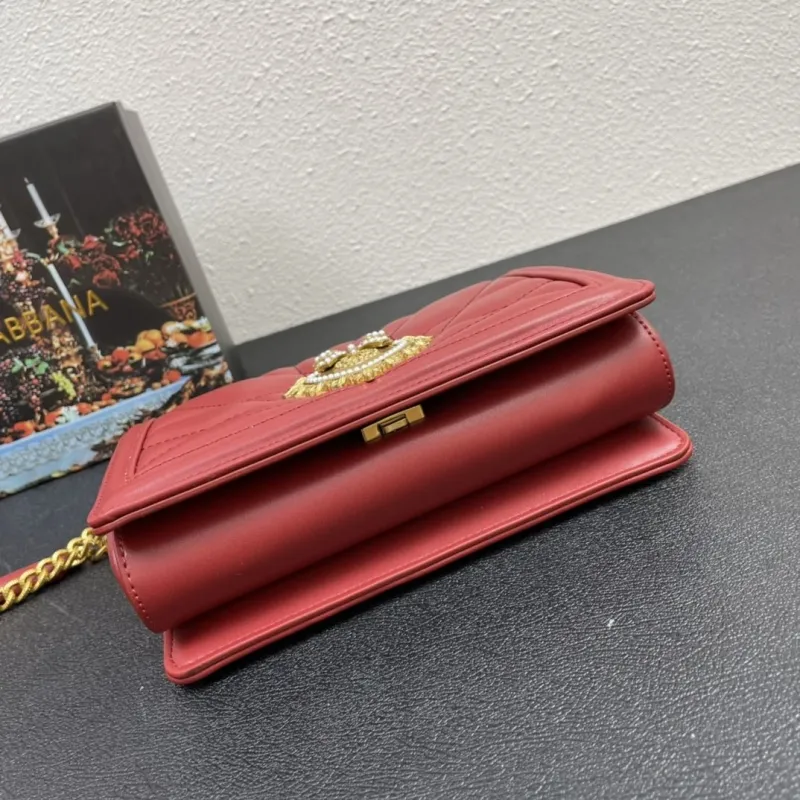 Dolce & Gabbana Red Small 4152 Chain Shoulder Bag - Image 7