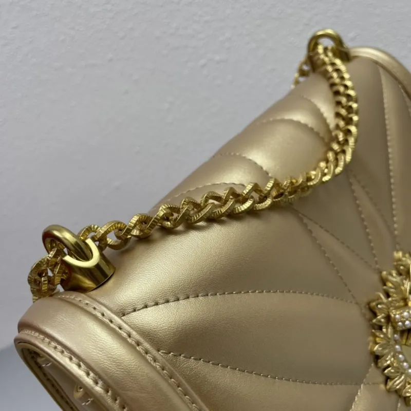 D&G Gold Quilted Satchel Shoulder Bag - Image 5