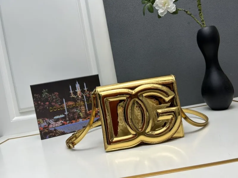 Dolce Gabbana Gold Crossbody Satchel Bag