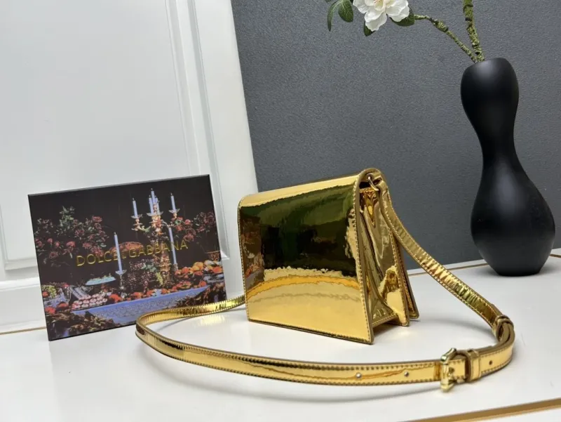 Dolce Gabbana Gold Crossbody Satchel Bag - Image 3