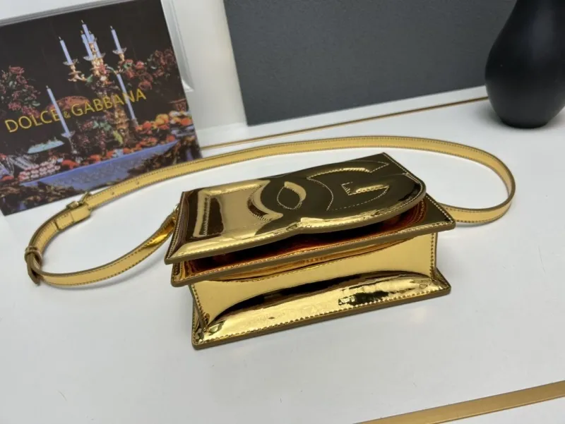 Dolce Gabbana Gold Crossbody Satchel Bag - Image 5
