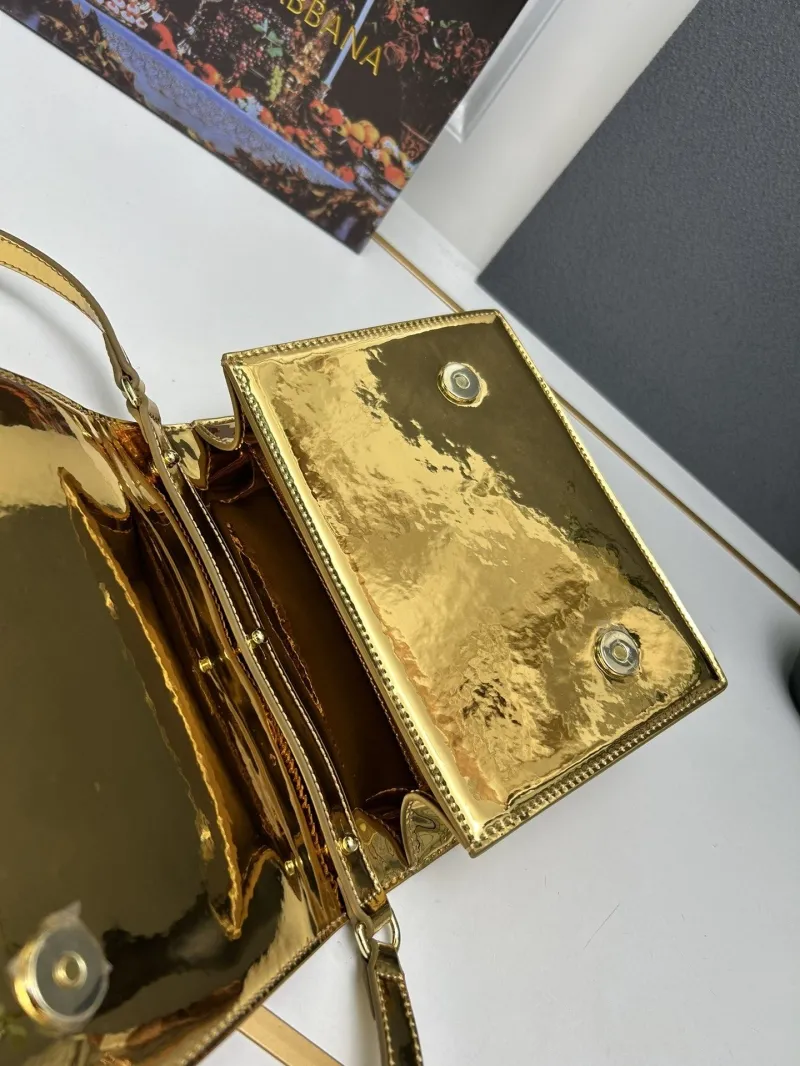 Dolce Gabbana Gold Crossbody Satchel Bag - Image 7