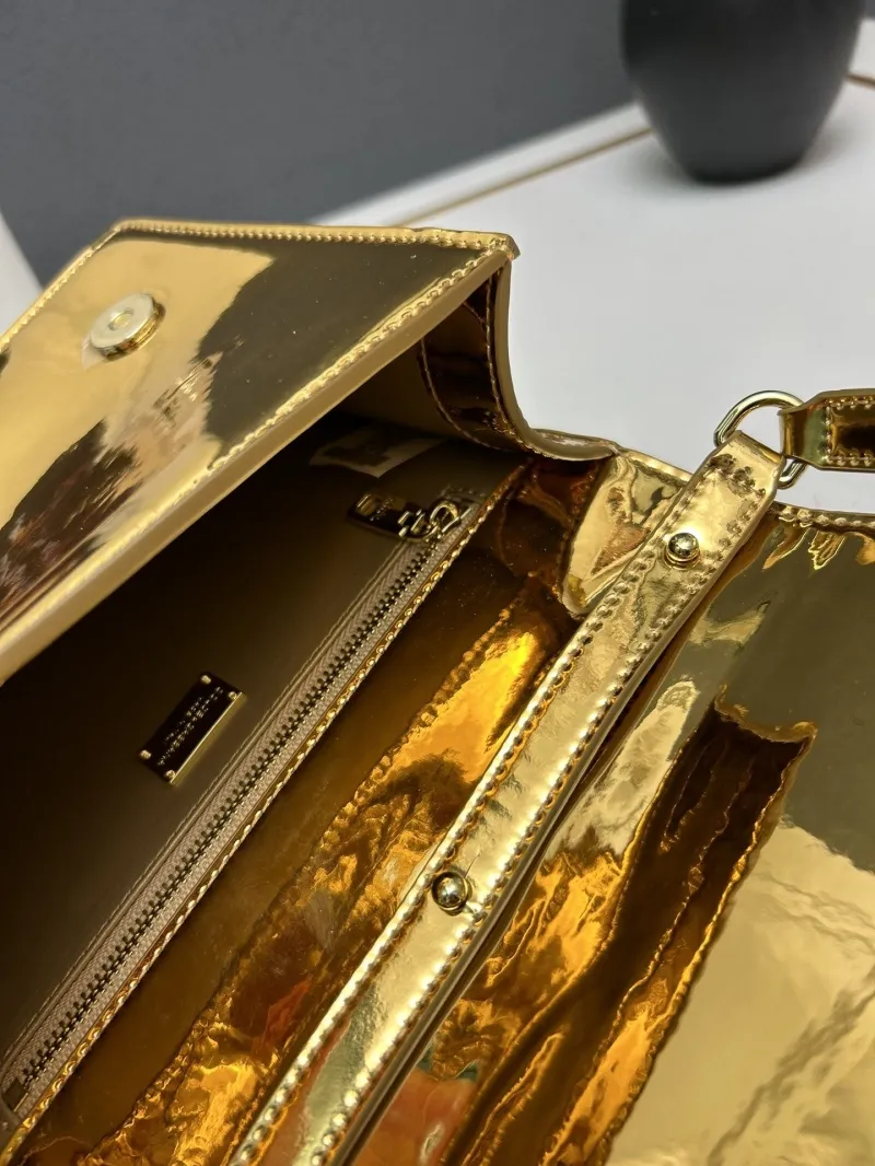 Dolce Gabbana Gold Crossbody Satchel Bag - Image 8