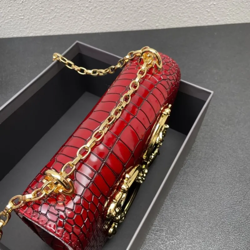 Dolce & Gabbana Red Crocodile Chain Satchel Bag - Image 5