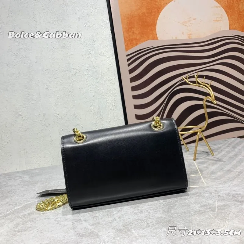 Dolce & Gabbana Black Leather Chain Satchel Bag - Image 3