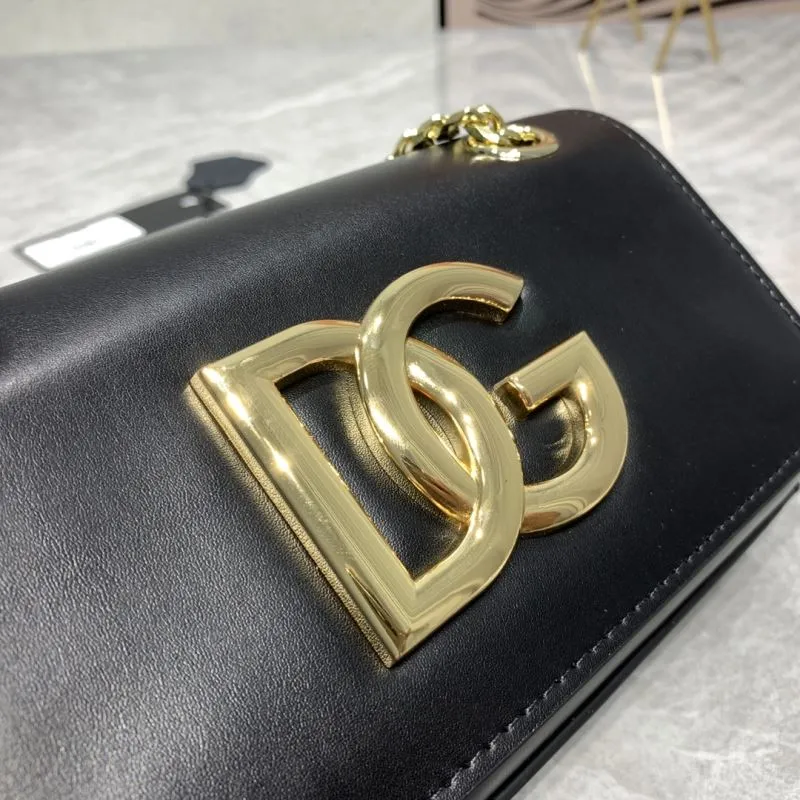 Dolce & Gabbana Black Leather Chain Satchel Bag - Image 4