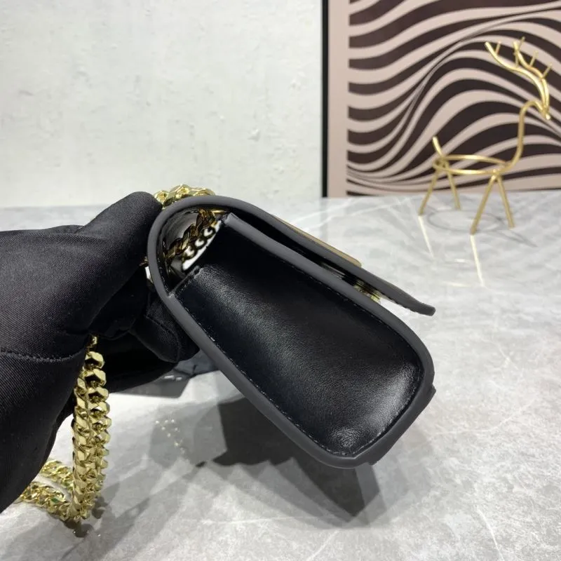 Dolce & Gabbana Black Leather Chain Satchel Bag - Image 6