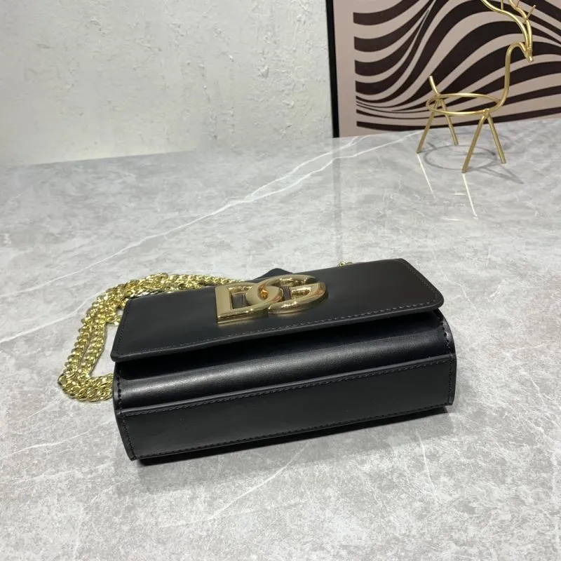 Dolce & Gabbana Black Leather Chain Satchel Bag - Image 7