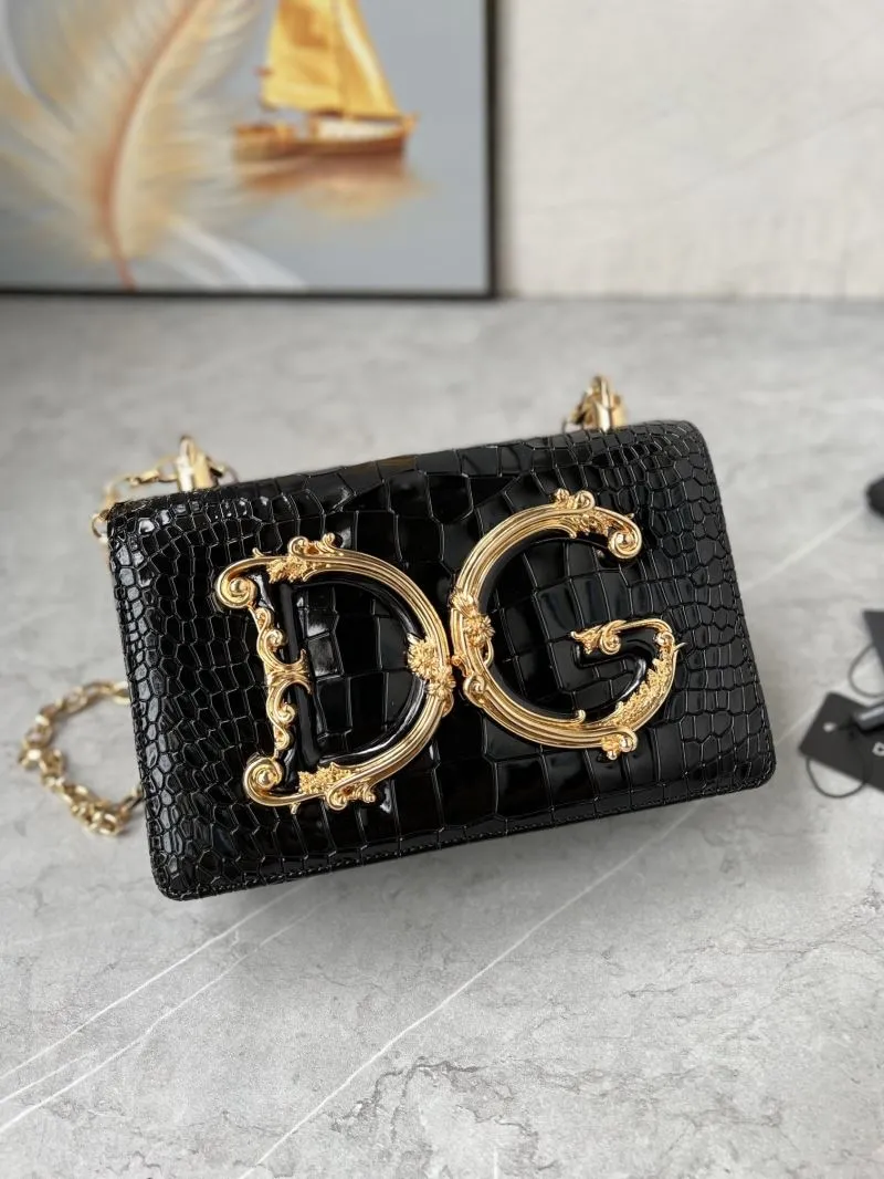 Alternative view of D&G Black Crocodile Embossed Chain Satchel Bag 258