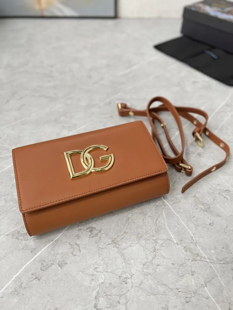 D&G Brown Leather Crossbody Satchel Bag 259