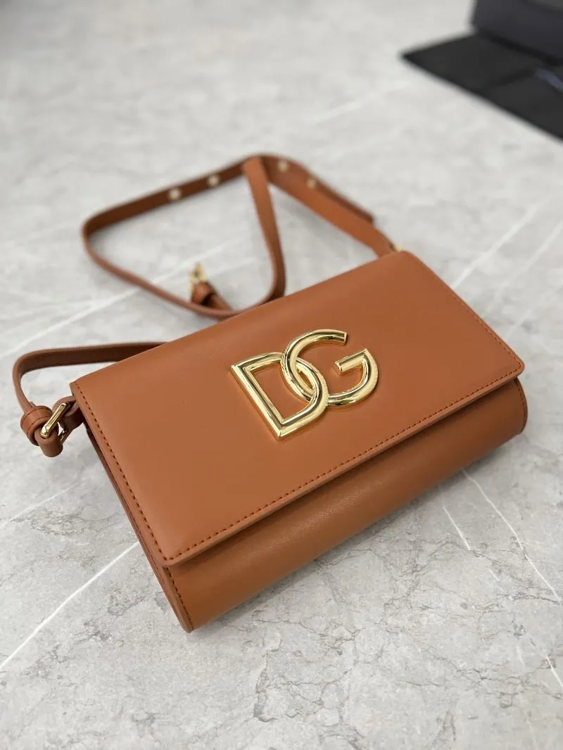 Alternative view of D&G Brown Leather Crossbody Satchel Bag 259