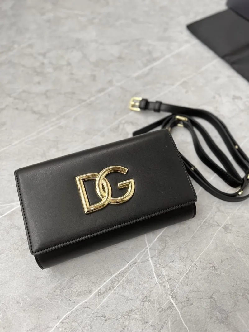 D&G Black Leather Crossbody Satchel Bag 264
