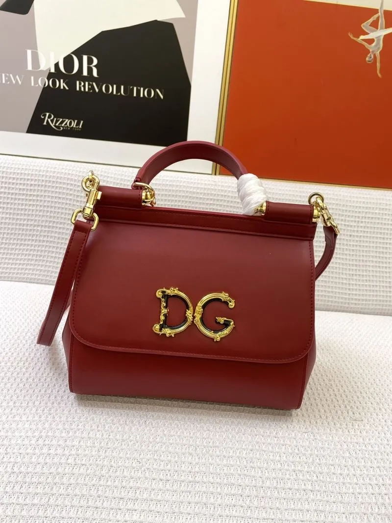DG Red Leather Satchel Bag 268 - Image 3