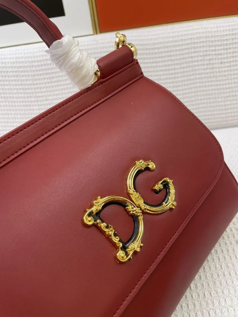 DG Red Leather Satchel Bag 268 - Image 4