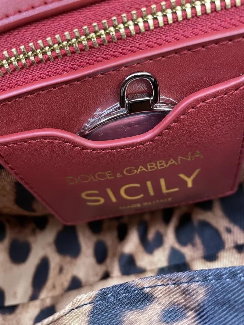 DG Red Leather Satchel Bag 268 - Image 9